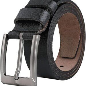 BELT - Men's - Leather - Black - 30"-62" Waist - Prong Buckle - SYMOL brand